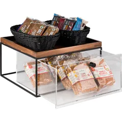 Контейнер для хлеба выдвижной с доской для нарезки дерево,акрил ,H=20,L=354,B=325мм прозр.,коричнев., изображение 3