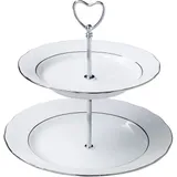 Этажерка «Надежда» 2 яруса фарфор D=24/20,H=22,5см белый,серебрян.