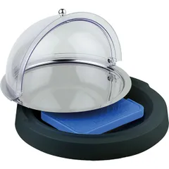 Round tray with cooling element “Top Fresh” without lid  acrylic, stainless steel  D=42, H=6cm  black, gray