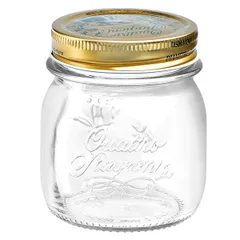 Банка «Кватро Стаджони» круглая с крышкой стекло,металл 250мл D=84,H=93мм прозр.