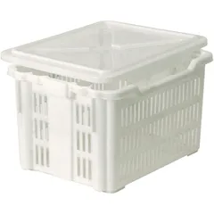 Perforated food container with lid polyethylene 50l ,H=30,L=52,B=40cm white