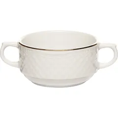 Чашка бульонная «Афродита» фарфор 300мл D=100,H=55,L=145мм белый,золотой