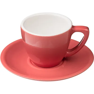 Чашка кофейная «Пур-Амор» фарфор 80мл D=66/40,H=55,L=90мм кораллов.,белый, изображение 5