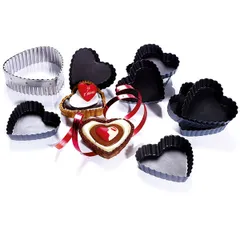 Baking dish “Heart” corrugated [12 pcs]  steel, non-stick coating , H=15, L=90, B=85mm