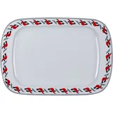 Тарелка «Мезень» Принц Гуси прямоугольная фарфор ,H=27,L=360,B=250мм белый,красный