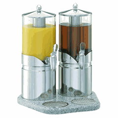 Double cold drink dispenser 2.5 l*2  stainless steel  silver, transparent.