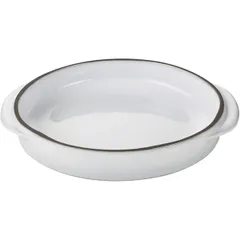 Serving dish “Karakter” with handles ceramics 100ml D=14,H=3,L=16cm white,brown.