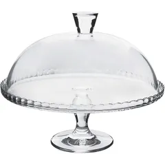 Cake stand with lid  glass  D=32.2, H=26.2 cm  clear.