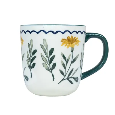 Кружка «Луга» Цветок керамика 440мл D=9,H=10см белый,разноцветн.