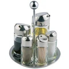 Set for spices 5 pcs.  glass, stainless steel , H=20, L=16, B=16 cm  transparent, metal.