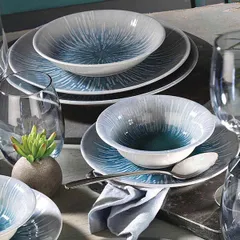 Тарелка «Нанокрем Блю» мелкая фарфор D=190,H=22мм голуб., изображение 3