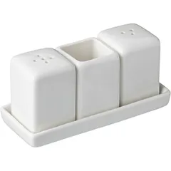 Набор для специй «Кунстверк» 3 предмета на подставке фарфор ,H=60,L=130,B=55мм белый, изображение 3