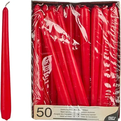 Свечи[50шт] параф.со стеар. D=25,H=245,L=255,B=190мм красный
