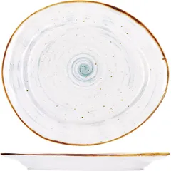 Plate “Pastoral” small  porcelain ,H=20,L=228,B=195mm green.