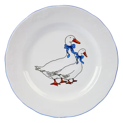 Тарелка «Надежда» Гуси мелкая фарфор D=24,H=3см белый,синий