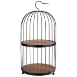 Этажерка «Бёрдкейдж» 2 яруса металл,акация D=26,H=54см черный,коричнев.