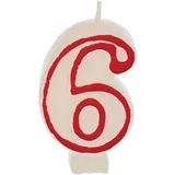 Свеча-цифра ко дню рождения «6» воск ,H=16,L=144/74,B=84мм белый,красный