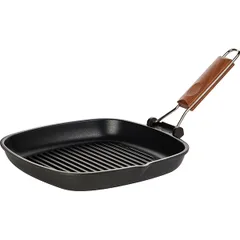 Grill pan cast aluminum,wood ,H=40,L=290/450,B=275mm black