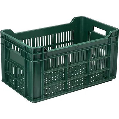 Ящик для продуктов перфорированный (от -18 до +50°C) полиэтилен 40л ,H=26,4,L=50,B=30см зелен.