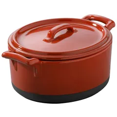 Baking pot with lid porcelain 450ml ,H=80,L=135,B=122mm red,black