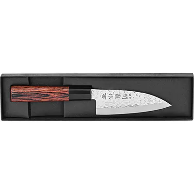 Нож кухонный «Нара» односторонняя заточка сталь нерж.,дерево ,L=220/105,B=36мм металлич.,тем.дерево, изображение 8