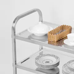 Тележка сервировочная 3 яруса сталь нерж. ,H=95,L=95,B=50см металлич., изображение 3