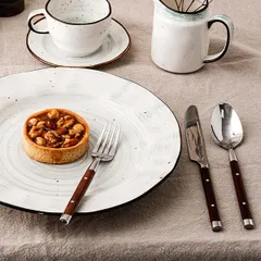 Вилка столовая «Рустик» сталь нерж.,пластик ,L=20/6,B=2см коричнев.,металлич., изображение 3