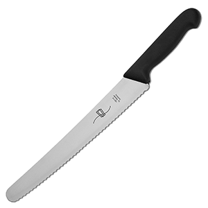 Нож универсальный волн.лезвие сталь нерж.,пластик ,H=2,L=41/25,B=8см черный,металлич.