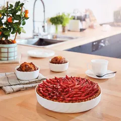 Блюдо для пирога жаропрочное стекло D=26см белый, изображение 3