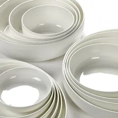 Блюдо «Бэйс» глубокое фарфор D=280,H=45мм белый,матовый, изображение 2