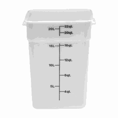 Graduated food container  polyethylene  7.6 l , H=23, L=21.5, B=21.5 cm  white