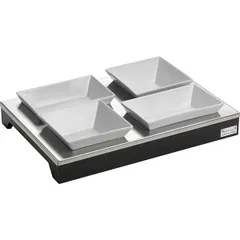 Станция буфетная с салатниками [4шт] для охлаждения + охл. эл-т  цвет венге ,H=55,L=460,B=320мм