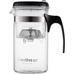 Чайник заварочный «Гунфу» с фильтром с кнопкой стекло,пластик 1л прозр.,черный
