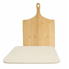 Набор для выпекания (пекарский камень 38x30 см, доска для подачи 46x28 см, книга рецептов)[3шт] кера