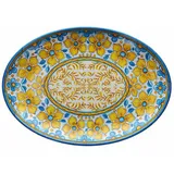Блюдо «Нарцисо» овальное пластик ,H=30,L=355,B=255мм горчич.,синий