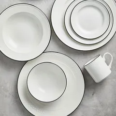 Салатник «Бид Блэк Бэнд» фарфор D=16см белый,черный, изображение 2