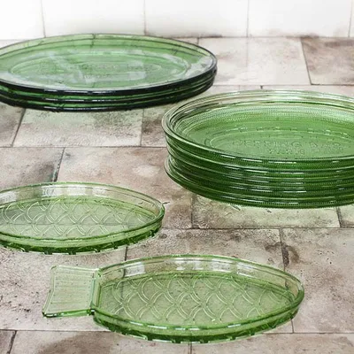 Блюдо сервировочное стекло ,L=23,B=10см зелен.,прозр., изображение 3