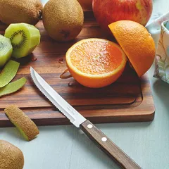 Нож для стейка с деревянной ручкой сталь нерж.,дерево ,L=228/115,B=7мм красный, изображение 3