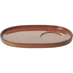 Saucer “Karakter” oval  ceramics ,H=15,L=180,B=111mm brown.