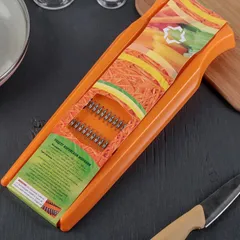 Терка для корейской моркови пластик,металл ,H=2,L=33,B=12см оранжев., изображение 4