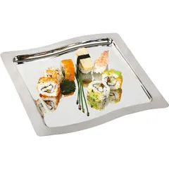 Square “Swing” tray with handle  stainless steel  L=32.5, B=32.5 cm  silver.