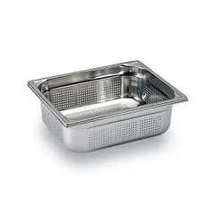 Gastronorm container (1/2) perforated  stainless steel , H=65, L=325, B=265mm  metal.