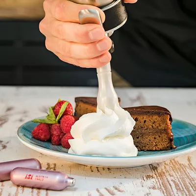 Сифон для сливок «Крим профи» сталь нерж.,пластик 1л D=90,H=295,B=115мм металлич.,черный, изображение 3