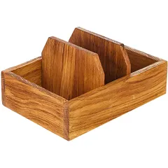 Stand for napkins and containers for spices, 3 compartments  oak , H=6, L=21, B=15 cm  brown.