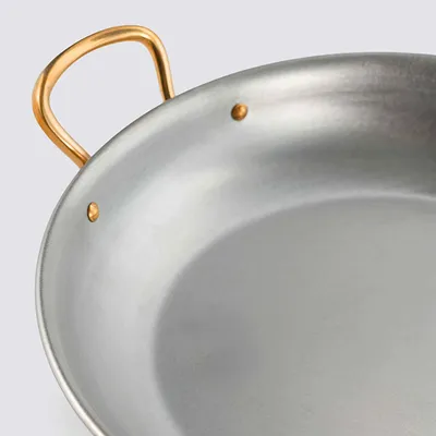 Сковорода для подачи «Бином» с двумя ручками с тиснением алюмин.,сталь нерж. 0,84л D=190,H=35мм сере, изображение 3