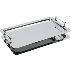 Rectangular tray “Star” with handles  stainless steel , H=40, L=530, B=325mm  silver.