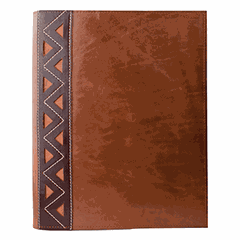 Menu folder A4 with pattern (clip)  leather , L=33, B=26.5 cm  brown, dark brown.