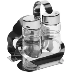 Set for spices salt, pepper, napkin holder  stainless steel, glass , H=11, L=7, B=7cm  silver.