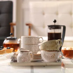 Чашка чайная «Крафт Вайт» фарфор 285мл D=90/46,H=65мм белый,коричнев., изображение 4