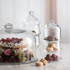 Набор емкостей фуршетных «Вилла» для десерта с крышкой[3шт] стекло 0,505л D=94/118,H=261мм прозр., изображение 3